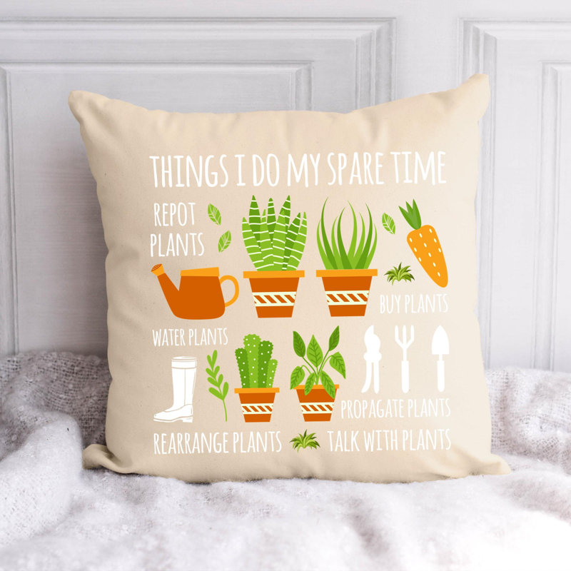 Citation amusante «Garden Lover» 894 - Coussin décoratif inclus, H 18 po x l 18 po