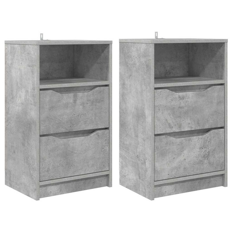 40cm W Manufactured Wood Bedside Table, Concrete Grey