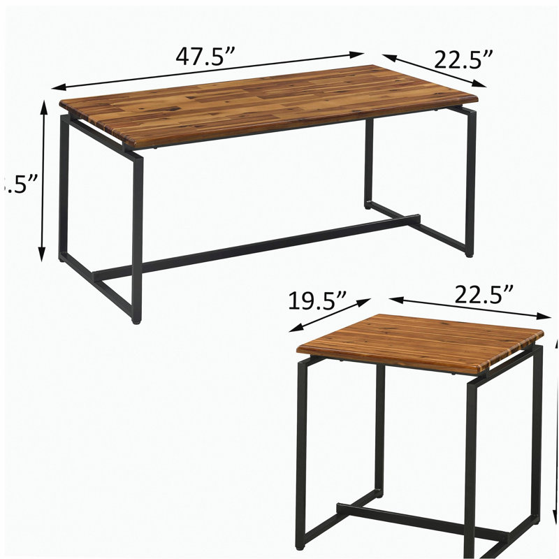  Occasional Set with Trestle Base, Brown, Black