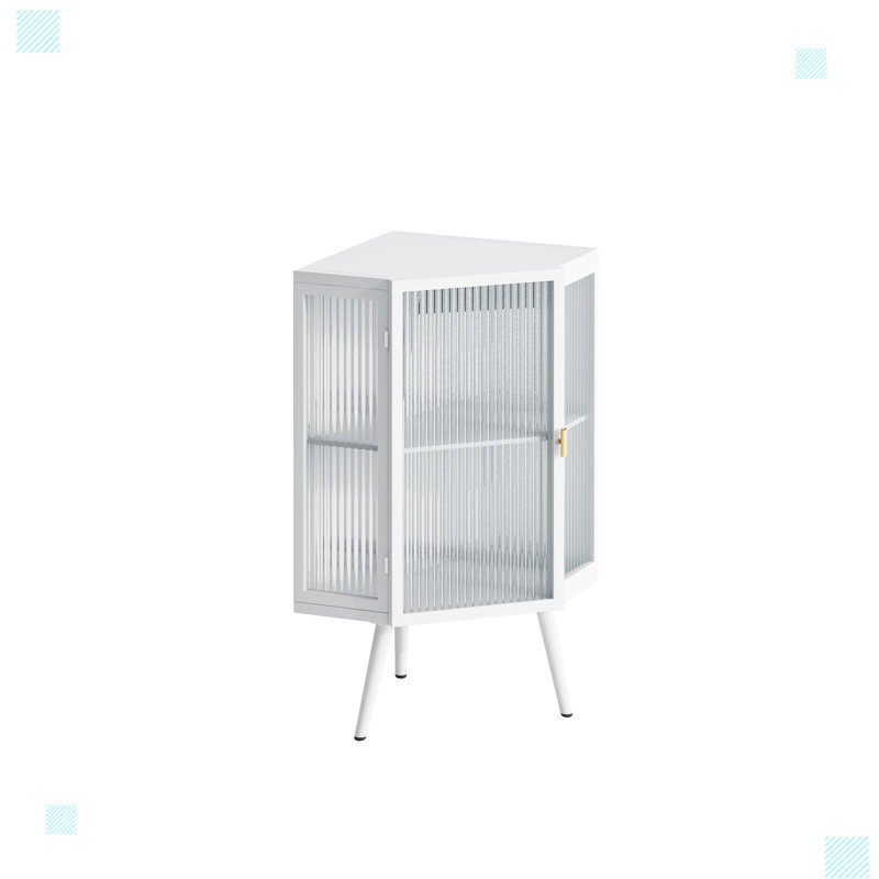 Armoire de plancher avec porte en verre trempé, Blanc