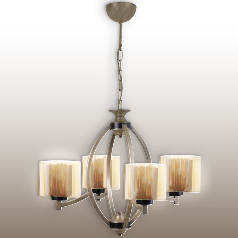 Lustre à hauteur réglable avec culot en verre 4 lumières