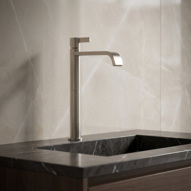 High Single Lever Basin Mixer Faucet, Brushed Nickel