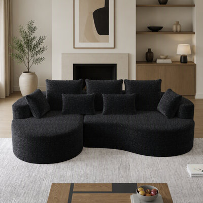 Canapé d'angle surdimensionné moderne en chenille, avec assise extra profonde et large, 7 coussins et combinaison libre pour salon et chambre