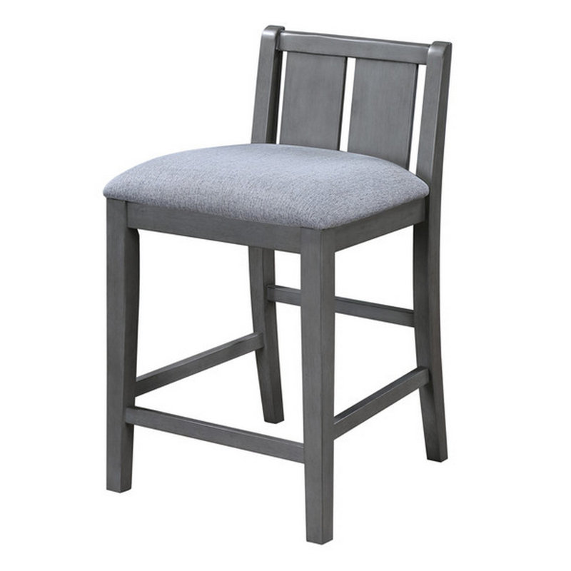 Tabouret de comptoir en bois massif de 25 po Amod, Gris, Gris