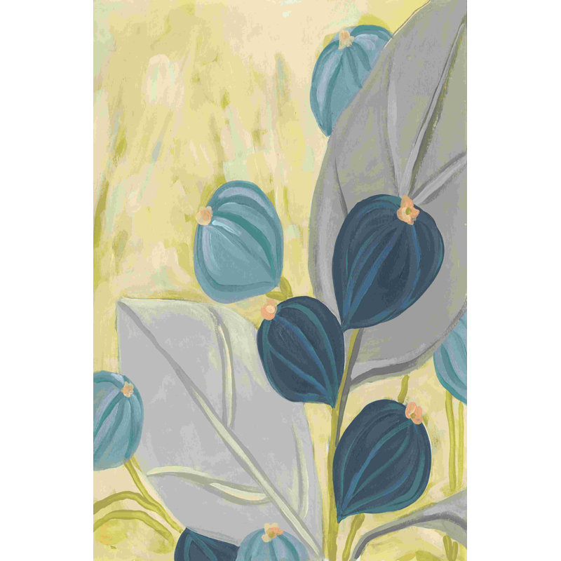 Bleu marine et citron floral I, L 12 po x H 18 po