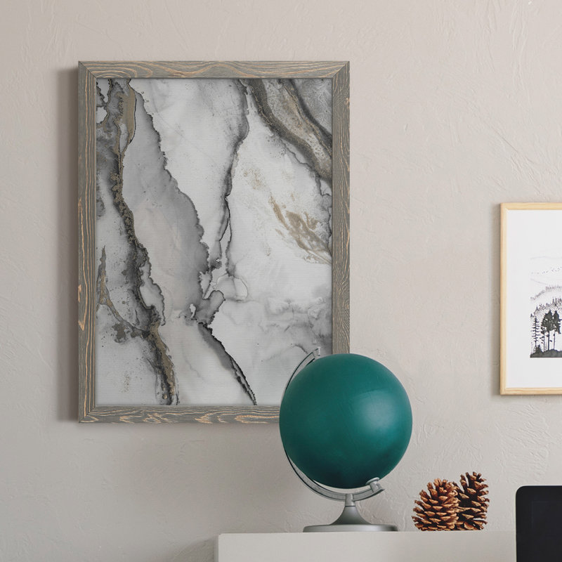 «Abstract Ink Fantasy I» - reproduction de cadre photo, H 20 po x l 17 po, Toile avec cadre gris, Pas de tapis