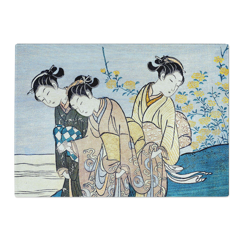 Tempered Glass the Tama River at Ide by Harunobu Suzuki Chopping Board, 28.5 cm x 20 cm