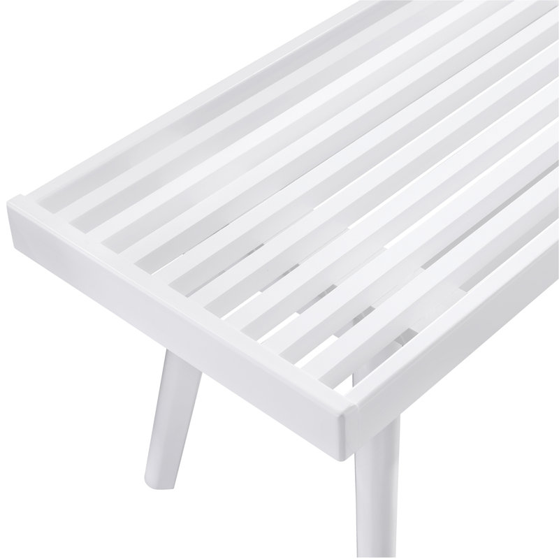 Banc à lattes en bois massif blanc, H 17,5 po x L 56,3 po x P 16,5 po