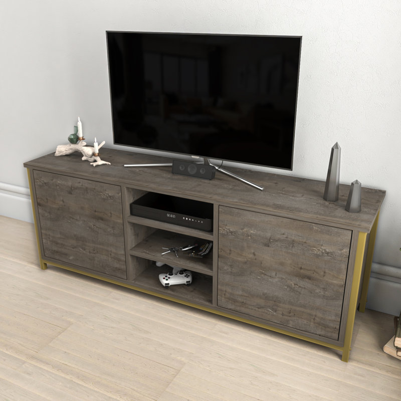 Rozaje TV Stand for TVs up to 60", Gold/Dark Oak