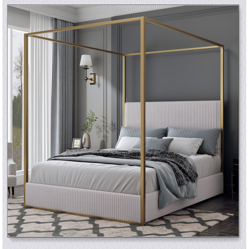 Lit à baldaquin Modern, Beige, or
