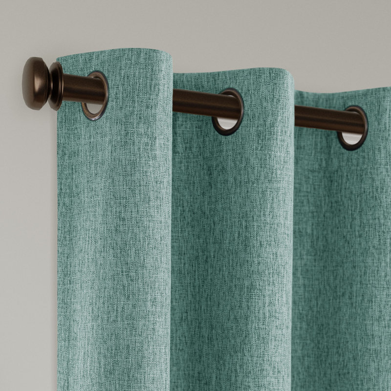 Paire de rideaux occultant avec œillets 100% lin (2 panneaux), 52" W x 108" L, Heather Teal