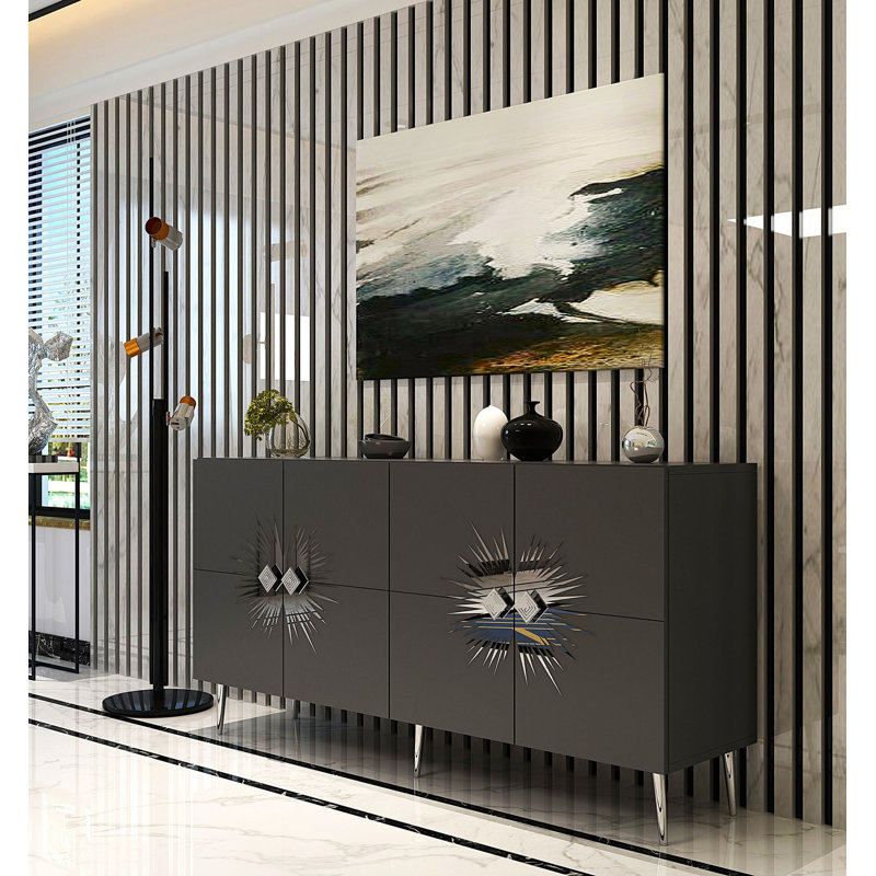 Olivia 150cm Console Table, Grey/Silver