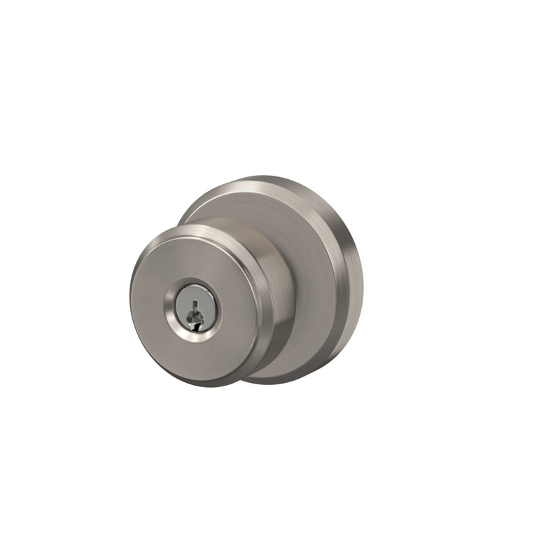 Bowery Keyed Entry Knob with Greyson Trim, Satin Nickel