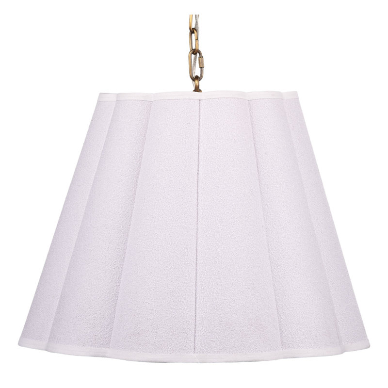 Scalloped 1-Light Pendant, Boucle Linen, White