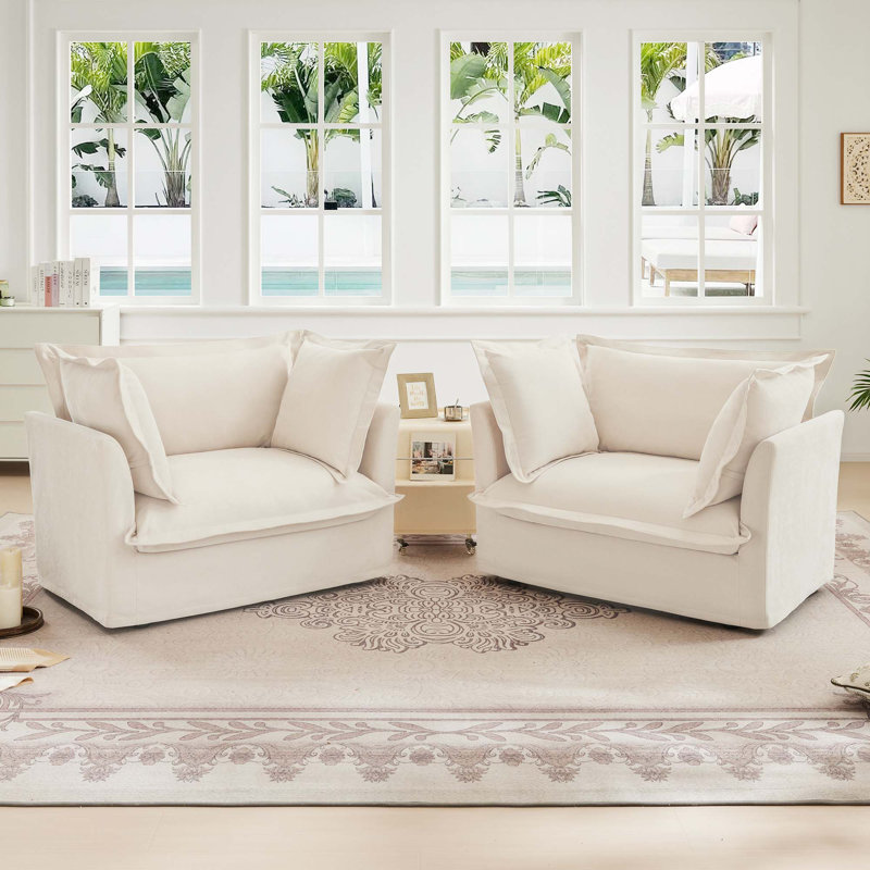 Ensemble de fauteuils confortables pour diverses pièces, améliorant votre espace, Chenille crème