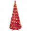 Arbre de Noël rouge 6 lumières avec 150 lumières DEL blanc chaud et ornements inclus (4 rubans, arc, fleurs, flocons de neige, pommes de pin et boules)