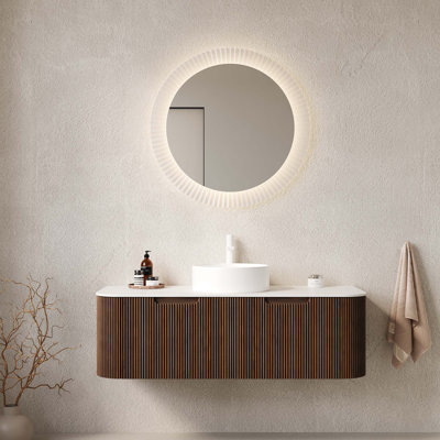 Meuble-lavabo mural avec lavabo, armoire de rangement avec tiroirs, lavabo en céramique, pré-assemblé pour une installation facile et beaucoup de rangement