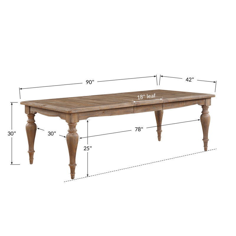 Busse Extendable Pine Solid Wood Base Dining Table
