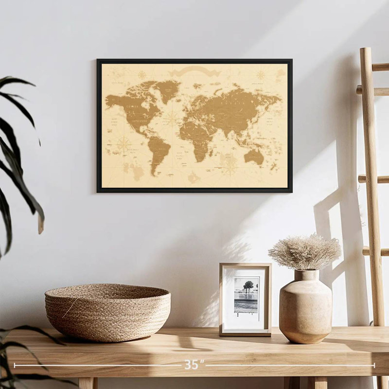 Aliaz Amber World Map, 13" H x 19" W