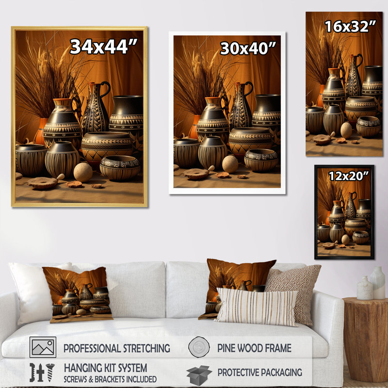 Art de la ville de Villeparis, poterie Serenity I, H 32 po x l 24 po x P 1 po, Cadre flottant noir