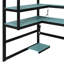 Lit mezzanine simple en bois avec bureau, support de rangement latéral, tablettes multiples et lumière RVB, bleu nuage