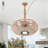 Boho Waterproof Ceiling Fan with LED Light&Remote for Porch, Plug-in Outdoor Fandelier