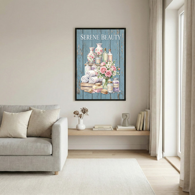 Ensemble de 1 tableau sur toile tendue « Sérénité, Beauté, Fleurs et Éléments de Spa », H 30 po x l 20 po