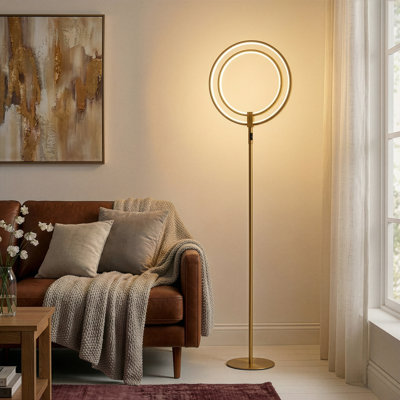 Eclipse 79 in. Industrial 2-Light 3-Way Dimming LED Floor Lamp with 2 Height Adjustable Heads