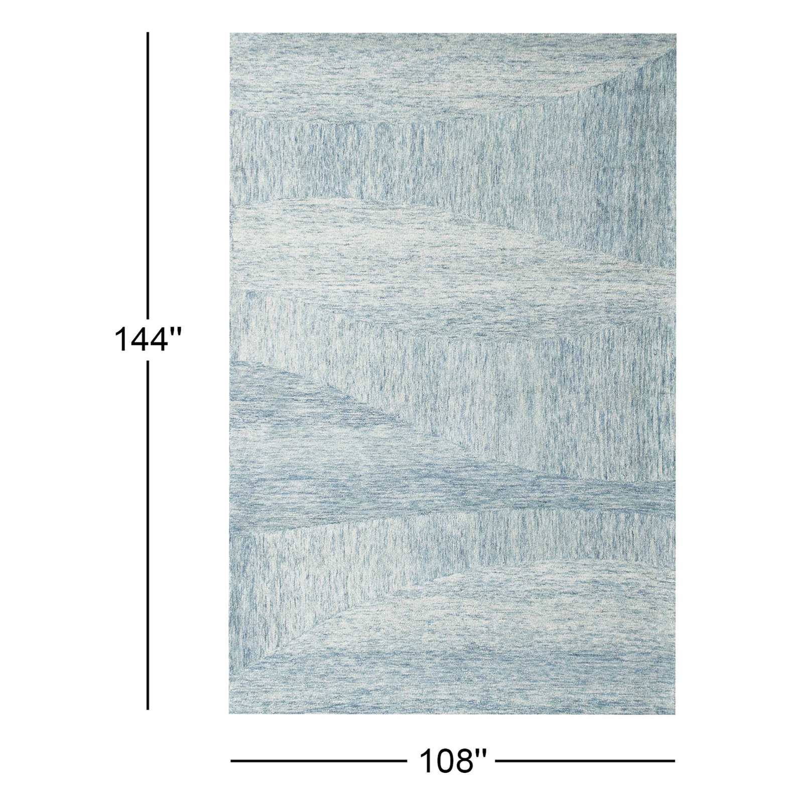 Kempner Hand-Tufted Blue/Ivory Wool Area Rug, Rectangle 9' x 12'