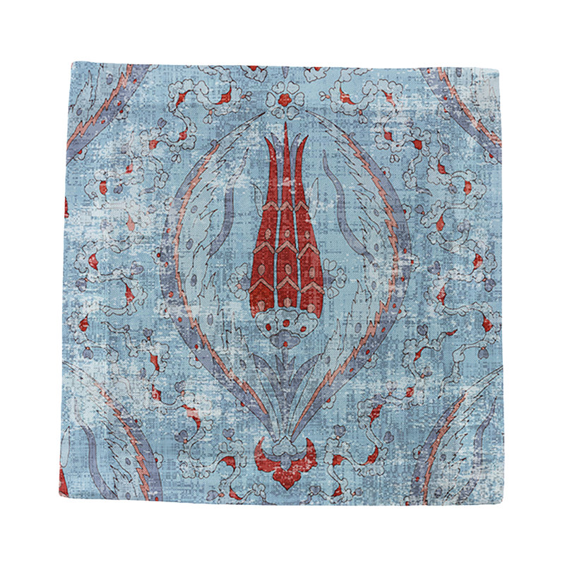 Byzantine Jewel Hemstitch Cocktail 6" Linen/Cotton Napkin, Blue