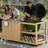 Outdoor Grill Table for Large Big Green Egg Style BBQ, Heavy Duty Solid Wood Outdoor Kitchen Island Prep Table with Cabinet, Large Big Green Egg Table with 304 Stainless Steel Tabletop (Wood)）-124299857
