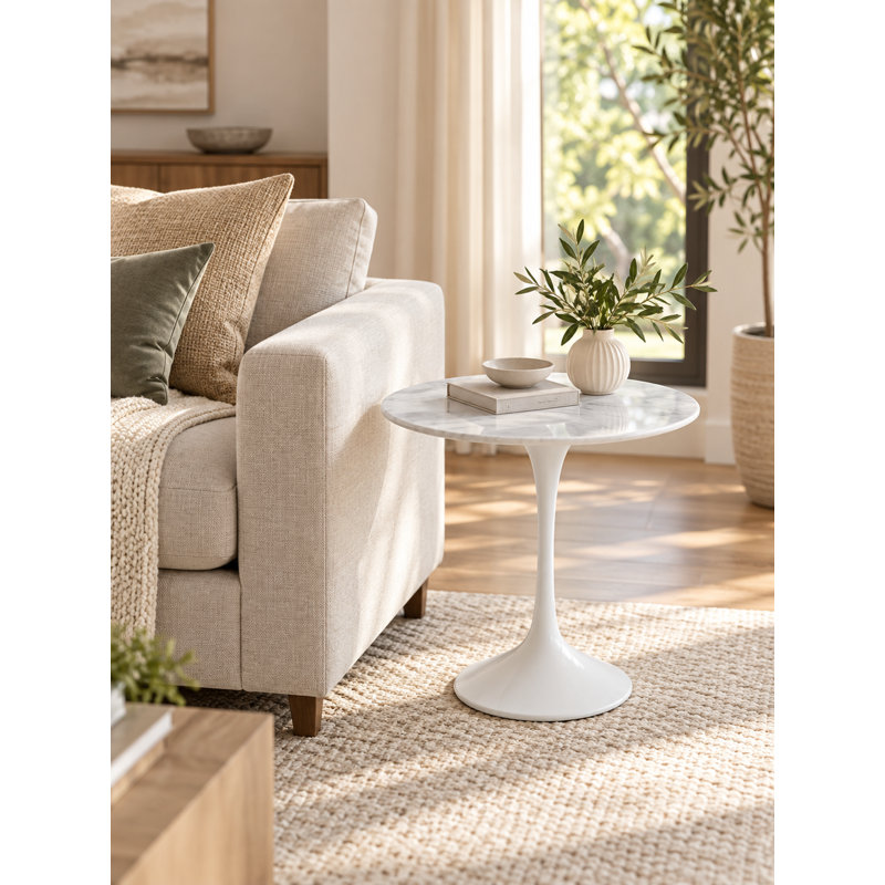 Table d'appoint piédestal MELODY, marbre blanc