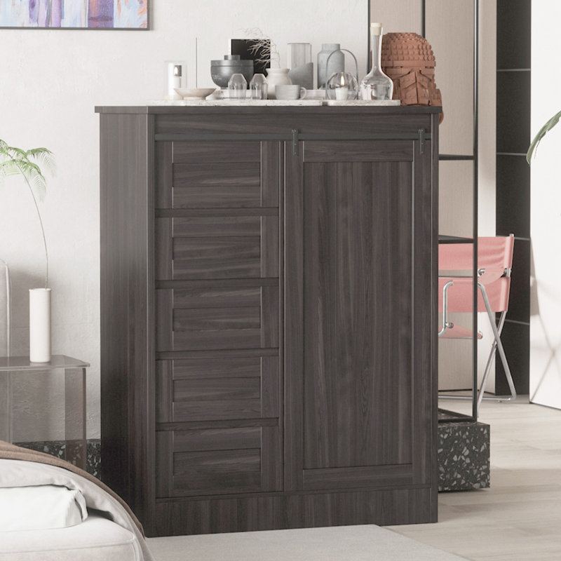 Commode 5 tiroirs Gentleman, Tabac