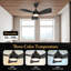 Ventilateurs de plafond d'intérieur de 30 pouces avec lumières et télécommande, moteur à courant continu CC, à intensité variable, réversible, minuteur, 3 tubes, noir
