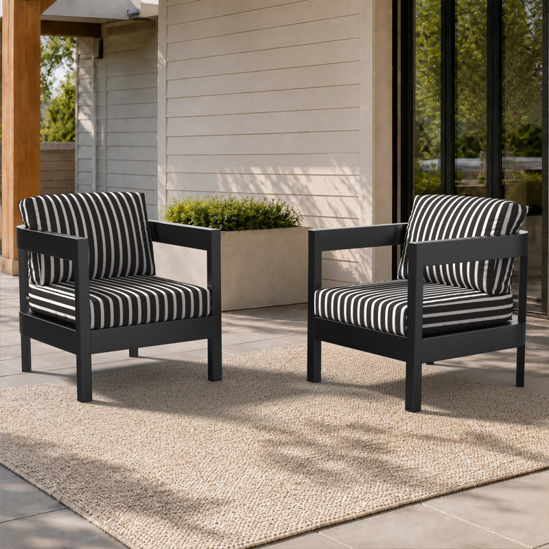 Ensemble 2 pièces de chaise club de patio moderne avec coussins Sunbrella