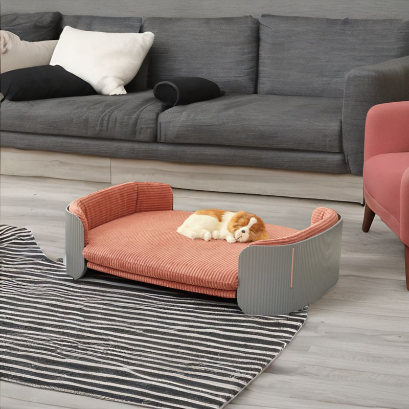 Lit d'intérieur pour chat, Gris / Rose, Taille moyenne: l 41,3 po x P 28 po