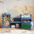 31.5''H Kids Bookcase, Toy Storage Organizer With Stuffed Animal Storage, Bench And Removable Cushions, Wooden Toddler Bookshelf With Movable Building Block Drawers, Blue-2046219144