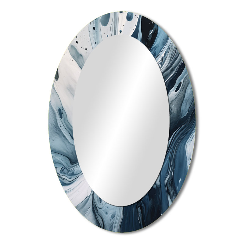Miroir mural moderne bleu et gris Elixir III, 36 po x 24 po