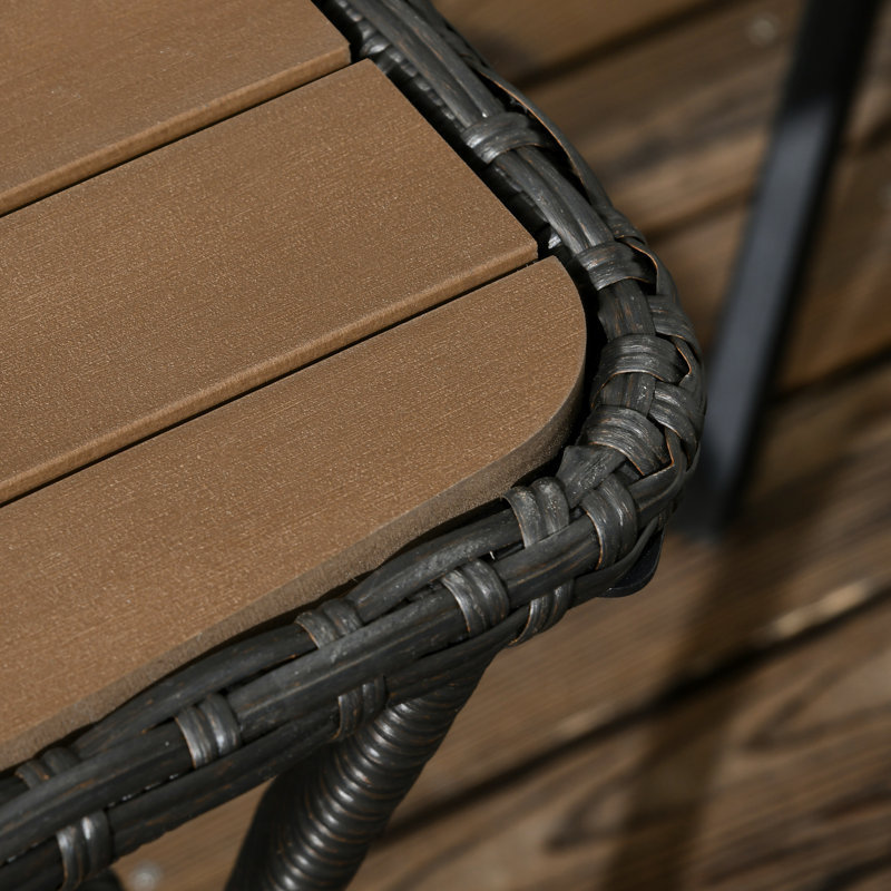 Table basse de patio avec rangement extensible - Côté PE 2 couches pour le jardin, le porche, le plateau en composite bois-plastique de la cour arrière, caractère spacieux avec marques mixtes brunes