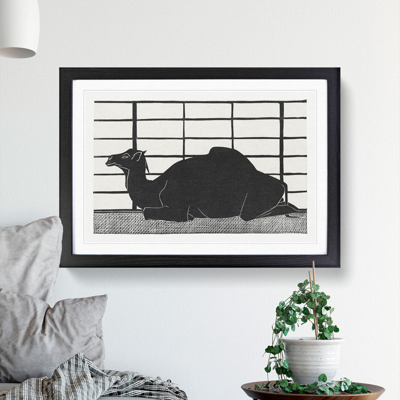 Camel by Samuel De Mesquita - Picture Frame Painting, 36cm H x 48cm W x 2cm D, Black Framed