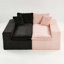Canapé 4 places de luxe, coloris bicolore, velours tortue, configuration flexible, mousse haute densité, rose et noir, idéal pour les familles, design ergonomique, pour la maison