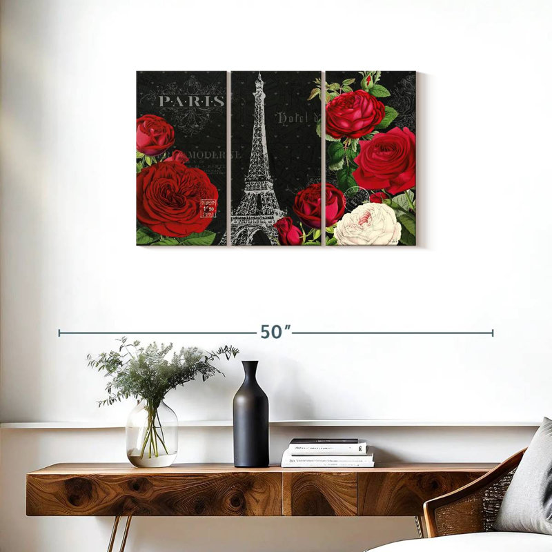 Lilie rouge Paris I noir, H 20 po x l 33 po