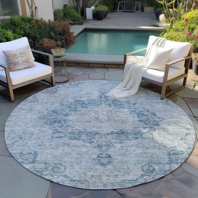Machine Washable Indoor/Outdoor Claudian ACN1238 Blue Rug