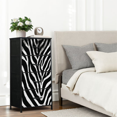 4 Drawer Dresser for Bedroom, Narrow Chest of Drawers, Wooden Top and Study Iron Frame 18"x37.5"-(WxH)