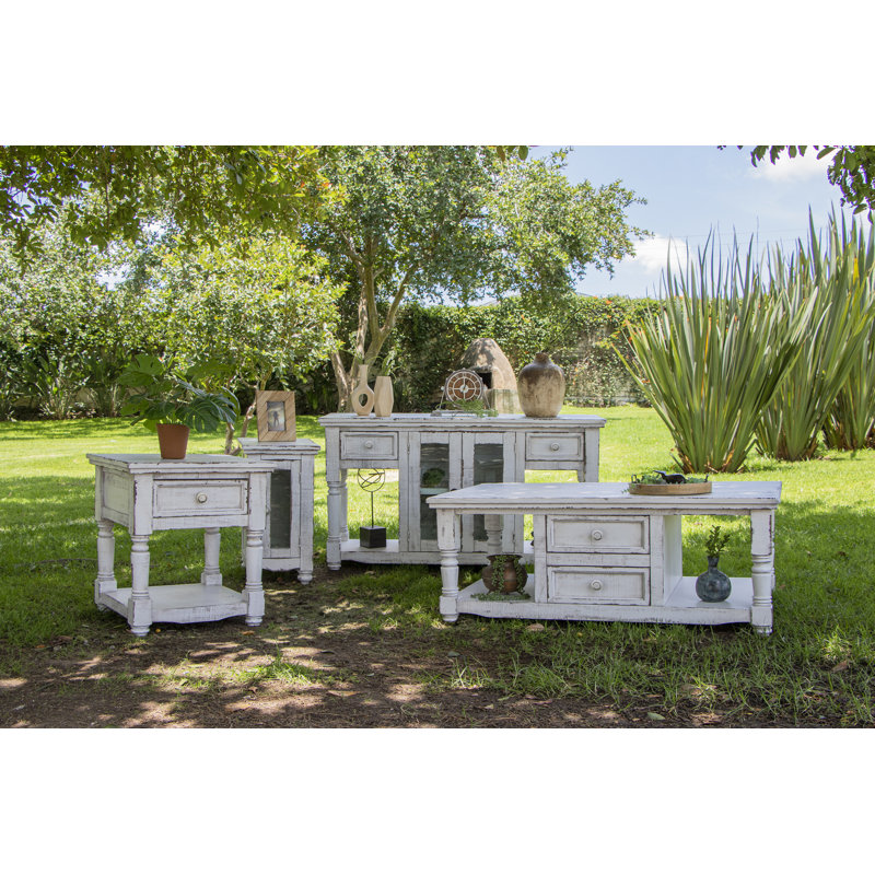 Griselde Solid Wood End Table with Storage, White
