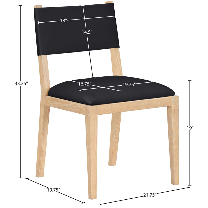 Chaise d'appoint de salle à manger Vina, Teint naturel, Cuir végétalien noir