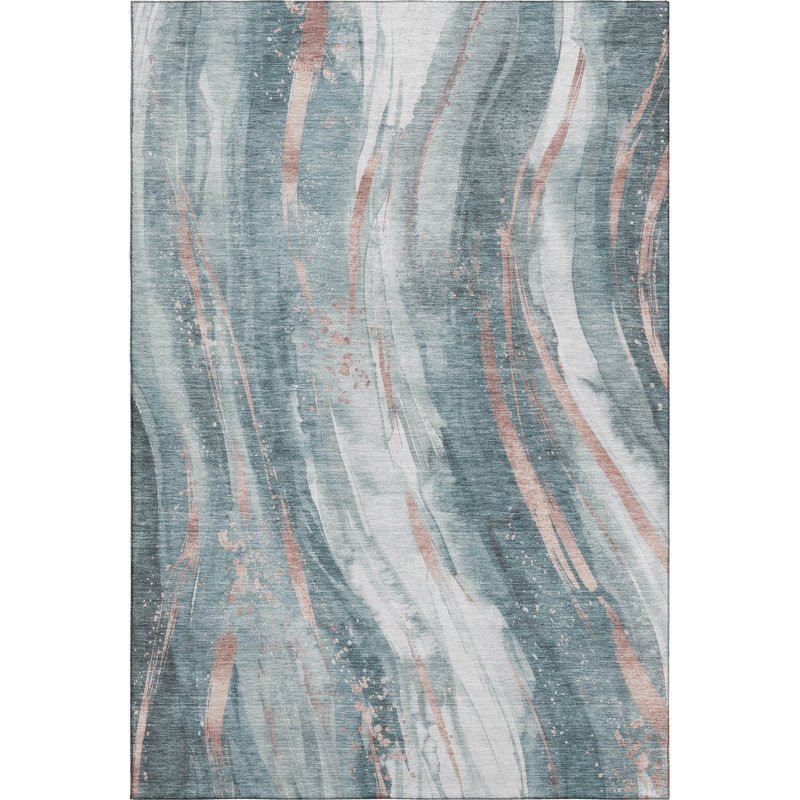 Premium Machine Washable Slesnick AMF1676 Swirls Rug, Rectangle 5' x 7'6"