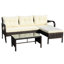 Mobilier d'extérieur 3 pièces: modulaire avec coussins beiges relaxants et table basse élégante