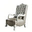 Fauteuil d'appoint sculpté en tissu et cuir mélangés, fini blanc cassé, 122 cm