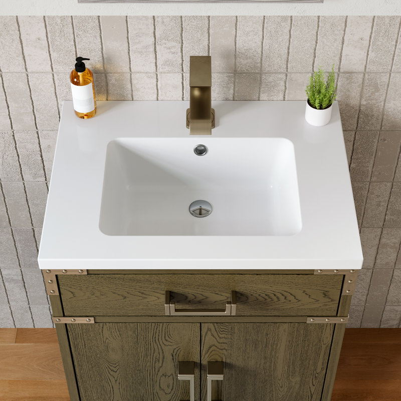 Meuble-lavabo simple 24 po avec plateau en résine, gris